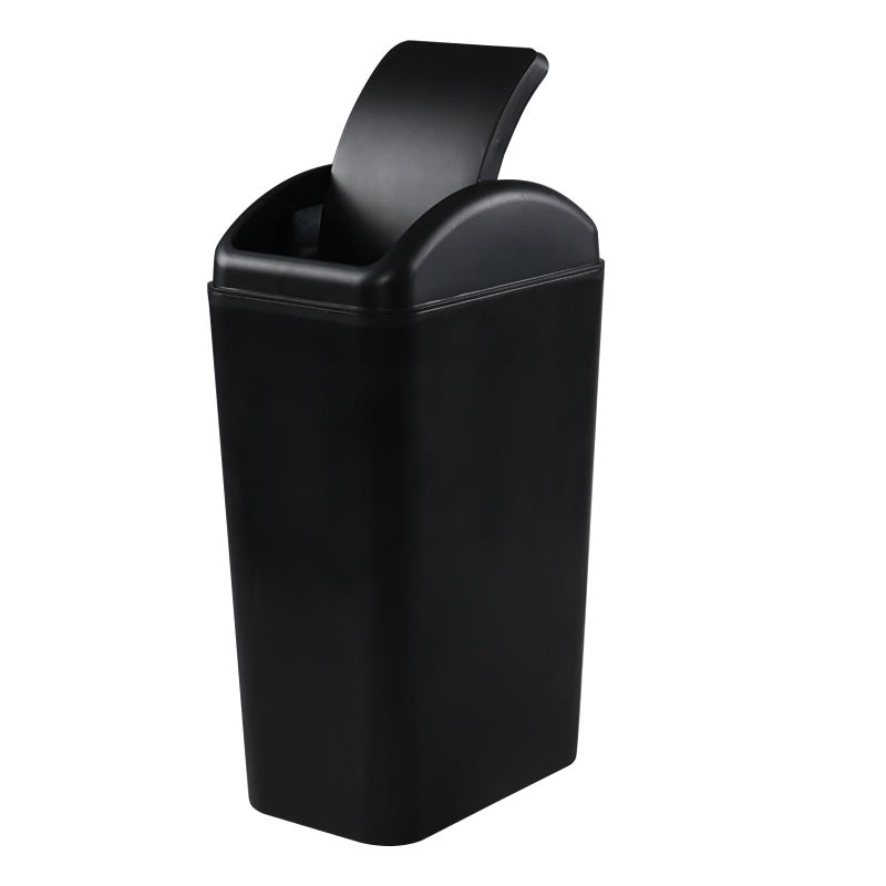 Doryh 3.5 Gallon Slim Plastic Trash Can with Swing Lid, 14 L Small Garbage Can, Black - Image 1